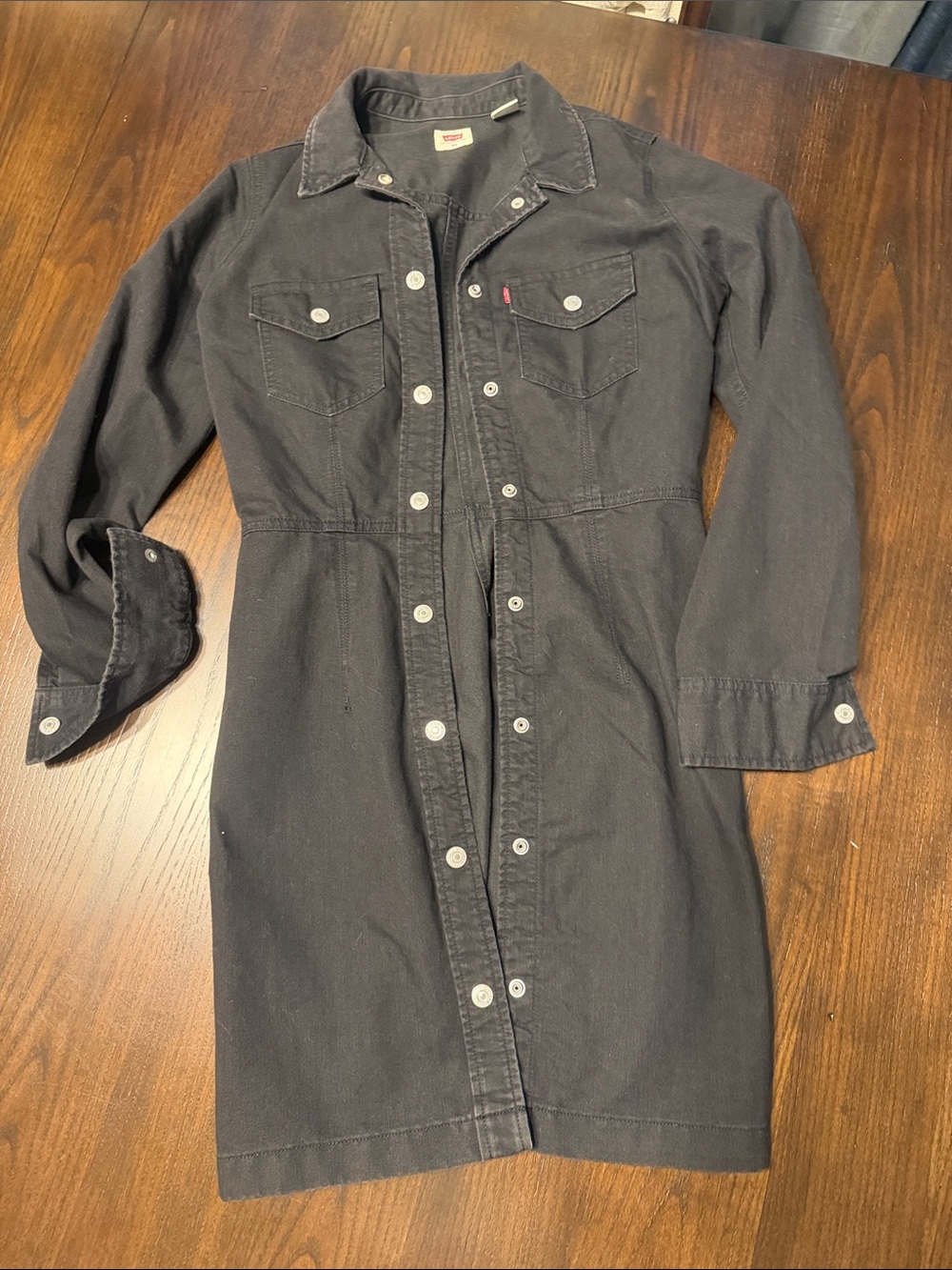 Levi's Black Button-Front Denim Shirt Dress